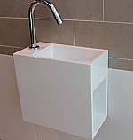 Luca Sanitair fontein 35cm mineral stone kraangat links LUVA1335R