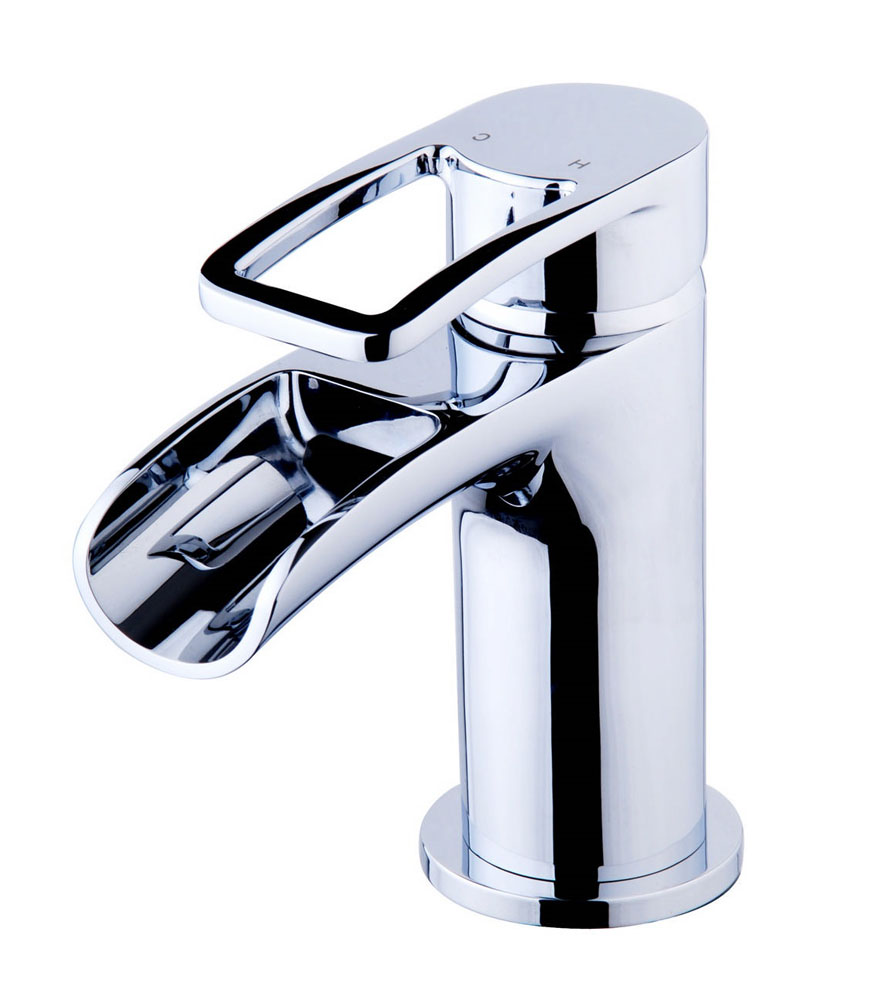 Italy Sanitair Alegra waterval wastafelmengkraan met clickwaste chroom