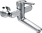 Ideal Standard Ceraplus 2 wandkraan m. draaibare uitloop 15cm m. metalen greep 11cm HOH=15cm m. niet afsluitbare koppelingen chroom BC115AA