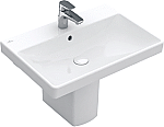 Villeroy & Boch Avento wastafel 65 x 47 cm wit middelste kraangat doorgestoken, met overloop 41586501