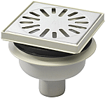 Aquaberg ABS vloerput ABS opzetstuk m. RVS rooster onderuitl. Ø50mm verstelbaar 146x146mm PPC reukafsluiter, reukslot 50mm 4015146 