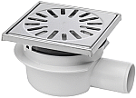 Aquaberg ABS vloerput RVS opzetstuk m. RVS rooster zijuitl. Ø50mm verstelbaar 150x150mm PPC reukafsluiter, reukslot 50mm 4316 