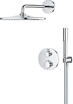 Grohe Precision showerset compleet m. handdouche stick m. 1 straalsoort en hoofddouche Ø31cm  m. inbouw douchekraan therm. rond m. omstel chroom 34880000