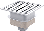 van den Berg ABS vloerput zonder emmer m. onderuitlaat ø50mm 15x15cm m. RVS rooster, waterslot 50mm 618 