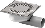 Aquaberg RVS vloerput ABS zij- en onderuitlaat Ø50mm 147x147mm waterslot 30mm 182150050 