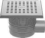 Easy Drain Aqua Quattro vloerput m. ABS afwerkdeel RVS rooster en zijuitlaat 15x15cm inbouwdiepte 70-103mm m. waterslot 50 tot 25mm AQUA15X15MSI 
