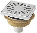 Aquaberg ABS vloerput-opzetstuk bezand RVS rooster onderuitl. Ø50mm verstelbaar 146x146mm PPC reukafsluiter, reukslot 50mm 4015146A 