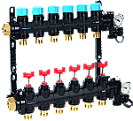 Henco 6-groeps verdeler 0-3L composiet met debietmeting UFH0605MDK0603L